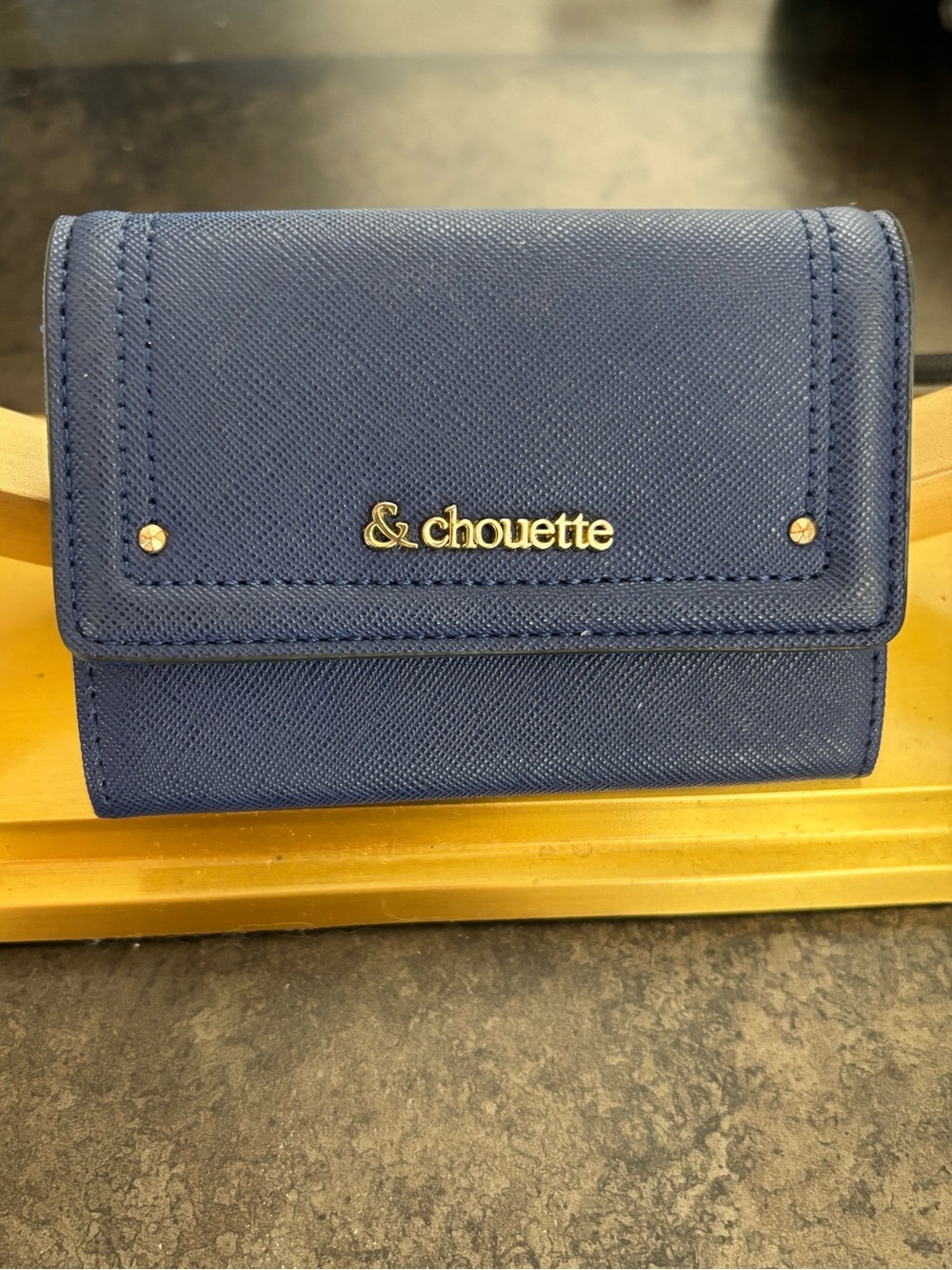 & chouette Blue Saffiano Trifold Wallet